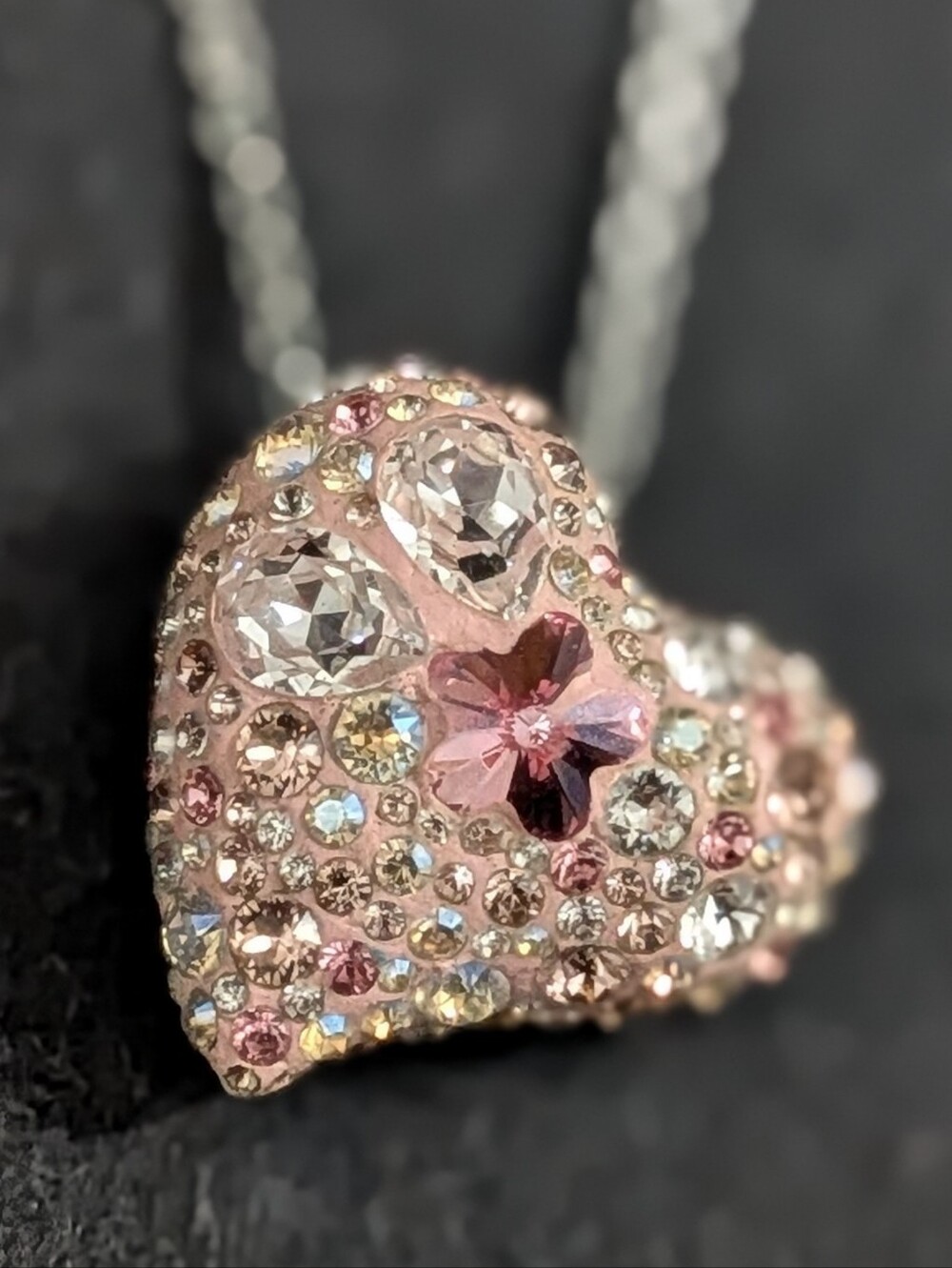 💕 Swarovski Pink Crystal Heart Pendant Alana Necklace Silver 💕